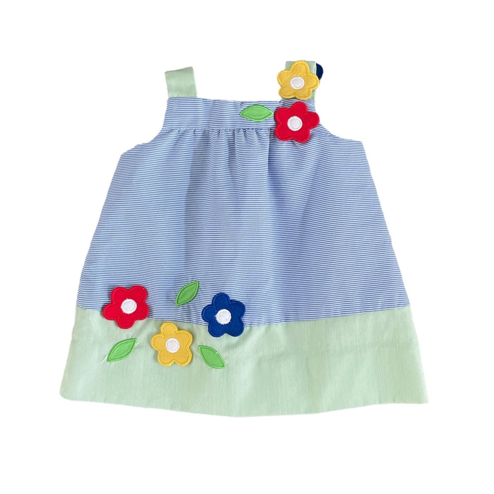 Florence Eiseman Textured Floral Appliqué Tank Dress 3M